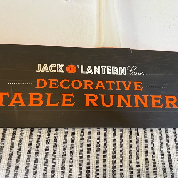 Halloween Rustic Farmhouse Striped Table Runner BOO Patch Eyeballs Webs - Picture 5 of 7